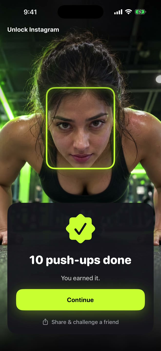 10 push-ups done, app unlocked